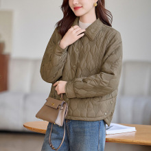 时尚休闲菱格纹短款棉服女2025秋冬新款气质显瘦减龄保暖棉衣外套