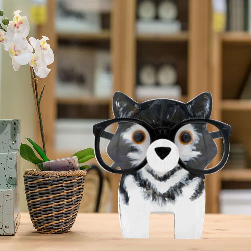 Estante de exhibición para pequeños animales de madera impresa, soporte para gafas, decoración de escritorio, perro pequeño, soporte para gafas image 13