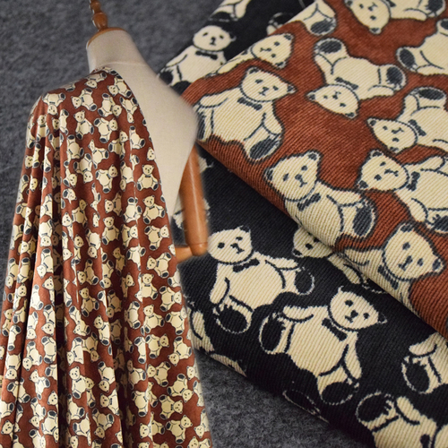 Autumn/Winter New Velour Print Fabric Dress Shirt Coat Pants Fresh Floral Striped Velour Clothing Fabric