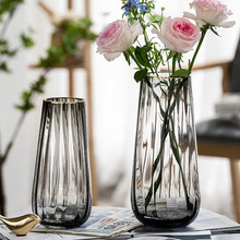 彤昇源 美式创意金属玻璃花瓶摆件客厅插花干花轻奢花器家居装饰