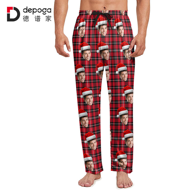 跨境专供欧美居家裤男仿棉长款3D热升华印花亚马逊个性睡裤厂家