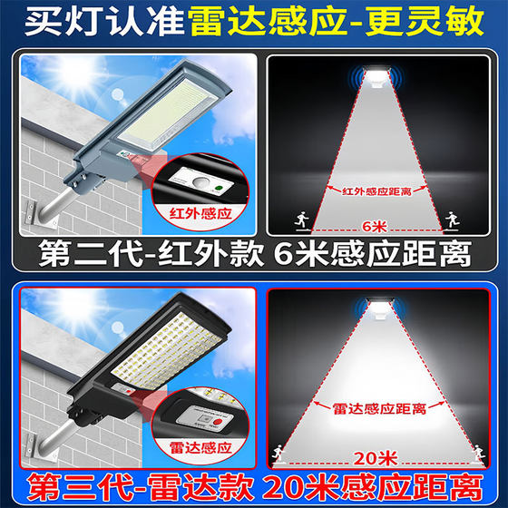 Integrated solar street light three-sided luminous high-power rural induction lighting outdoor dark garden lights