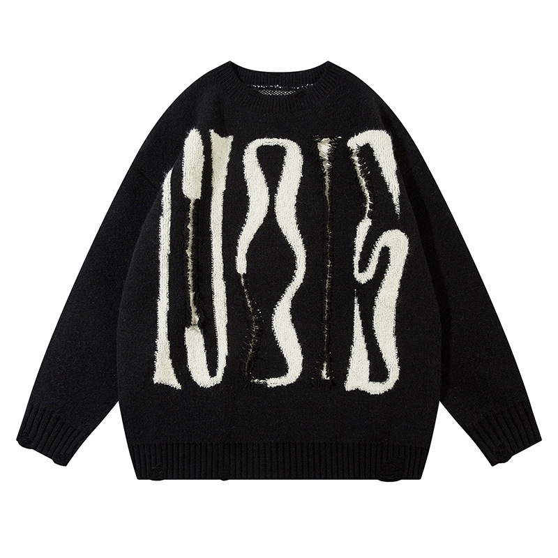 2025 [Men's Clothing] American Retro High Street Ripped Knitwears for Men and Women, Niche Autum Knitwears with Design Sense