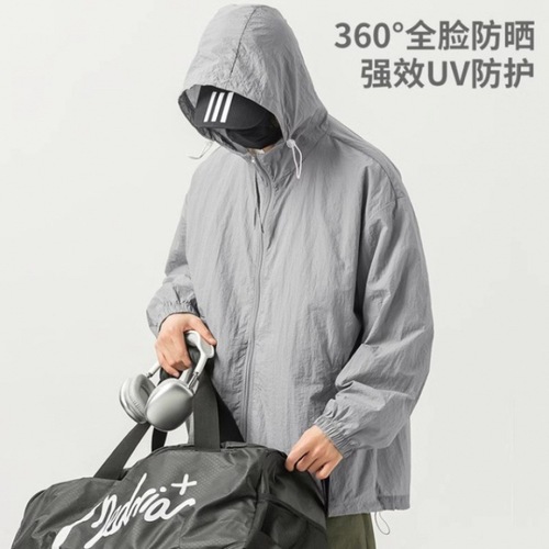 Outdoor Ice Silk Lightweight Hooded Sun Protection Jacket Men's Jacket Summer UV Protection Breathable Sunscreen Coat Women
