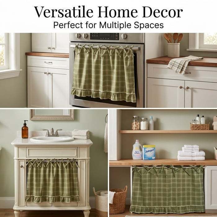 亚马逊 Handmade Farmhouse Oven Skirt荷叶边缎带农舍厨房烤箱裙