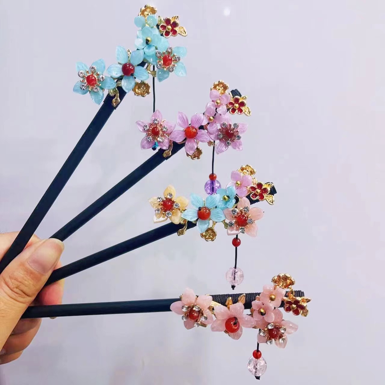 髮簪頭飾古風流蘇步搖髮簪子女仿黑檀木頭飾盤發漢服配飾挽發髮釵