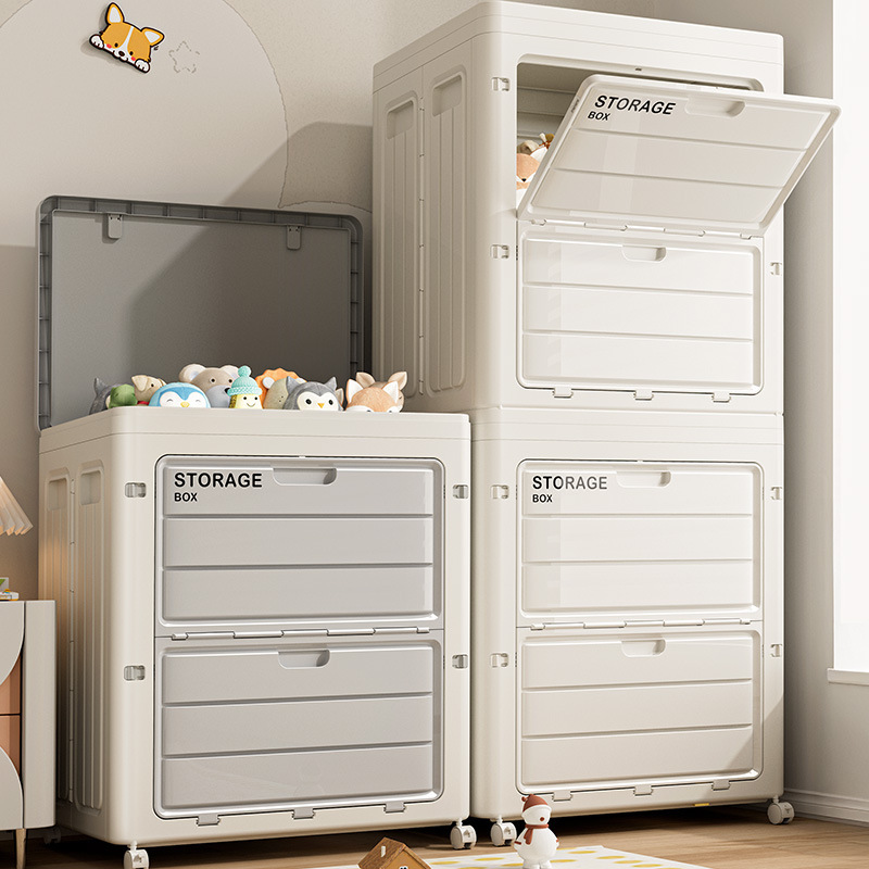 Clothes Storage Box, Large Capacity, Super Large Household Folding Storage Box with Lid, Snacks, Toys, Sundries, Book Storage Cabinets