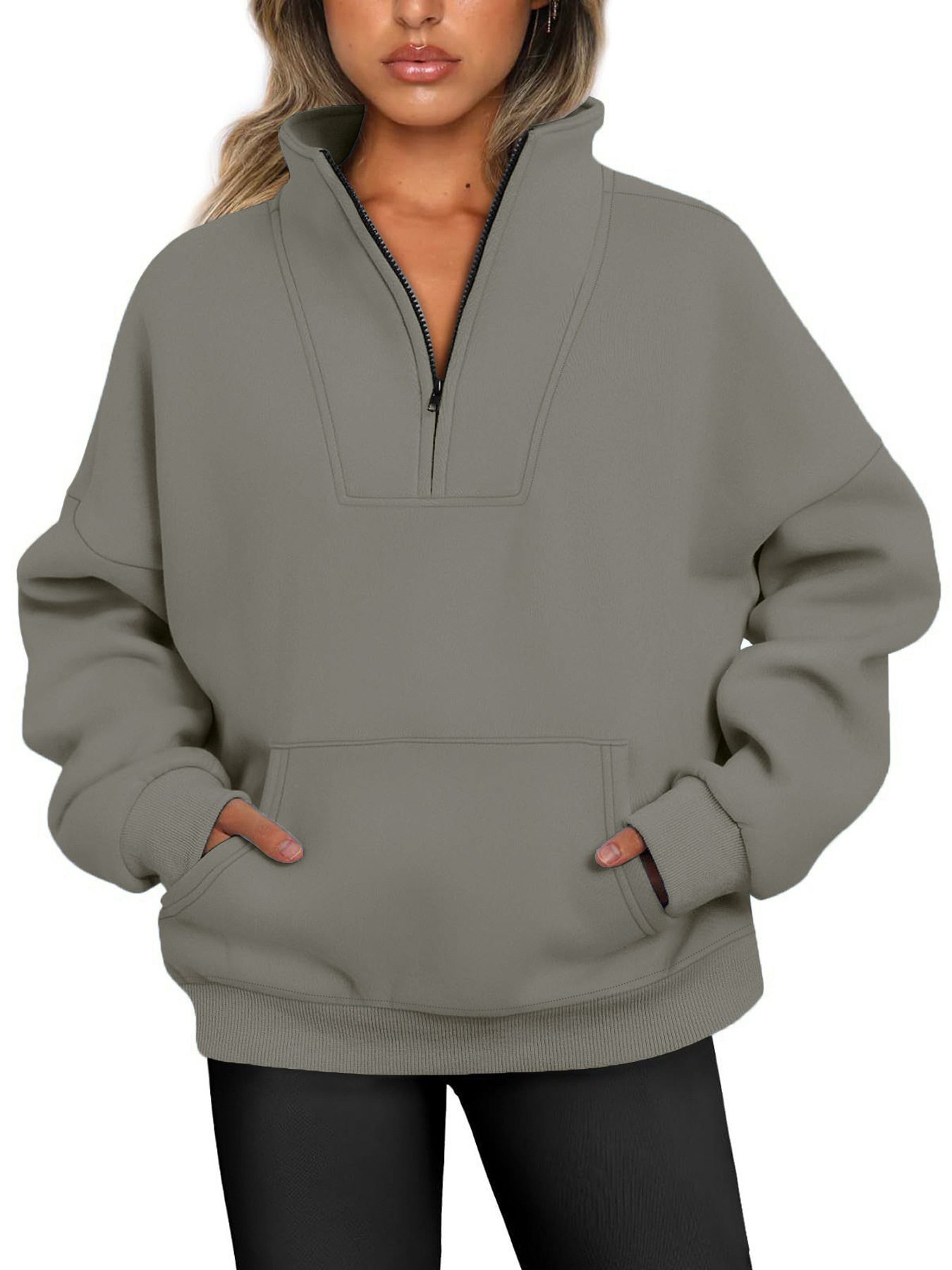 Women's Hoodie Long Sleeve Sweaters & Cardigans Zipper Simple Style Solid Color display picture 1