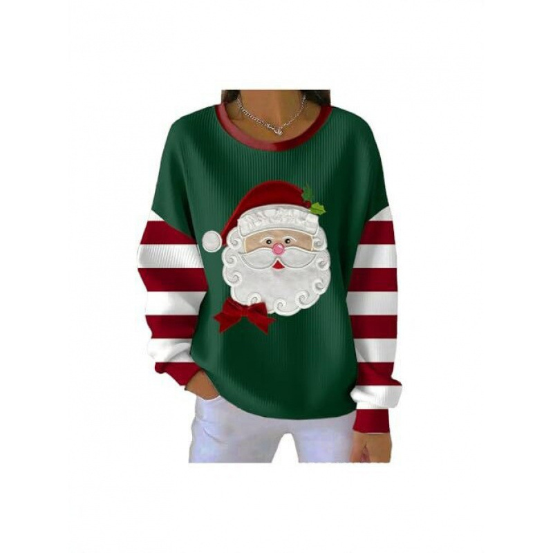 2026 New Cross-Border Santa Claus 3D Print Loose Round Neck Women's Sweatshirt Autumn Winter Casual Top 2026 New Cross-Border Santa Claus 3D Print Loose Round Neck Women's Sweatshirt Autumn Winter Casual Top