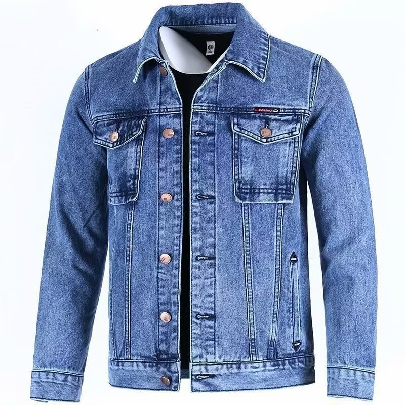 Korean Style Casual Denim Jacket Trendy Brand Cool Hong Kong Style High-End Large Size Men's Stylish Trendy Spring Top