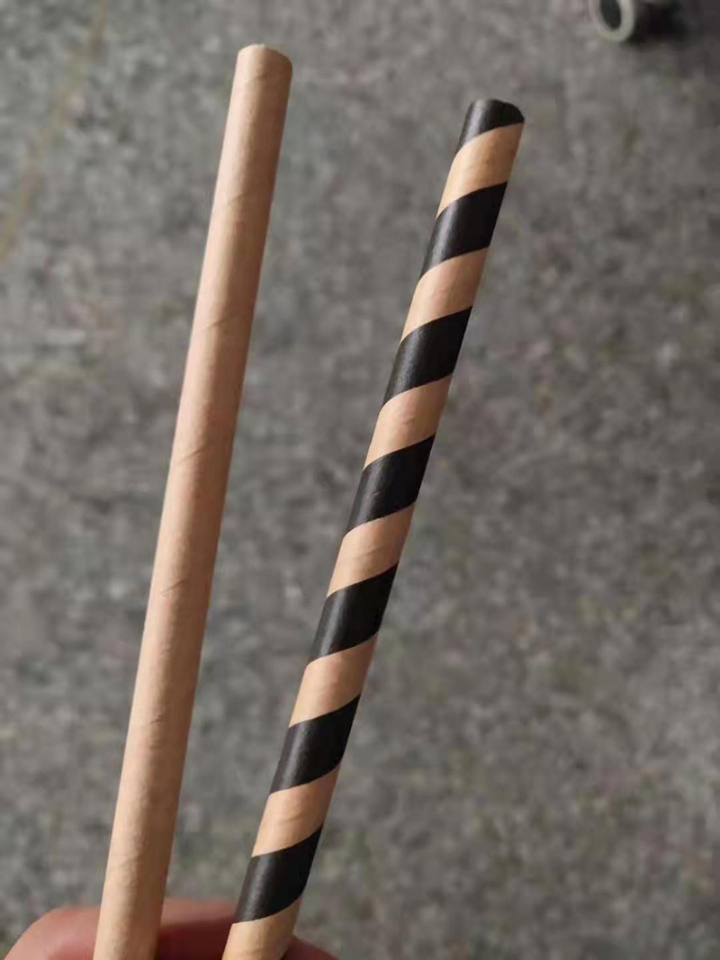 Desechable engrosada bolsa de papel de 4 capas de gran diámetro en Punta boca papel paja tubo recto bebida leche té paja 12MM