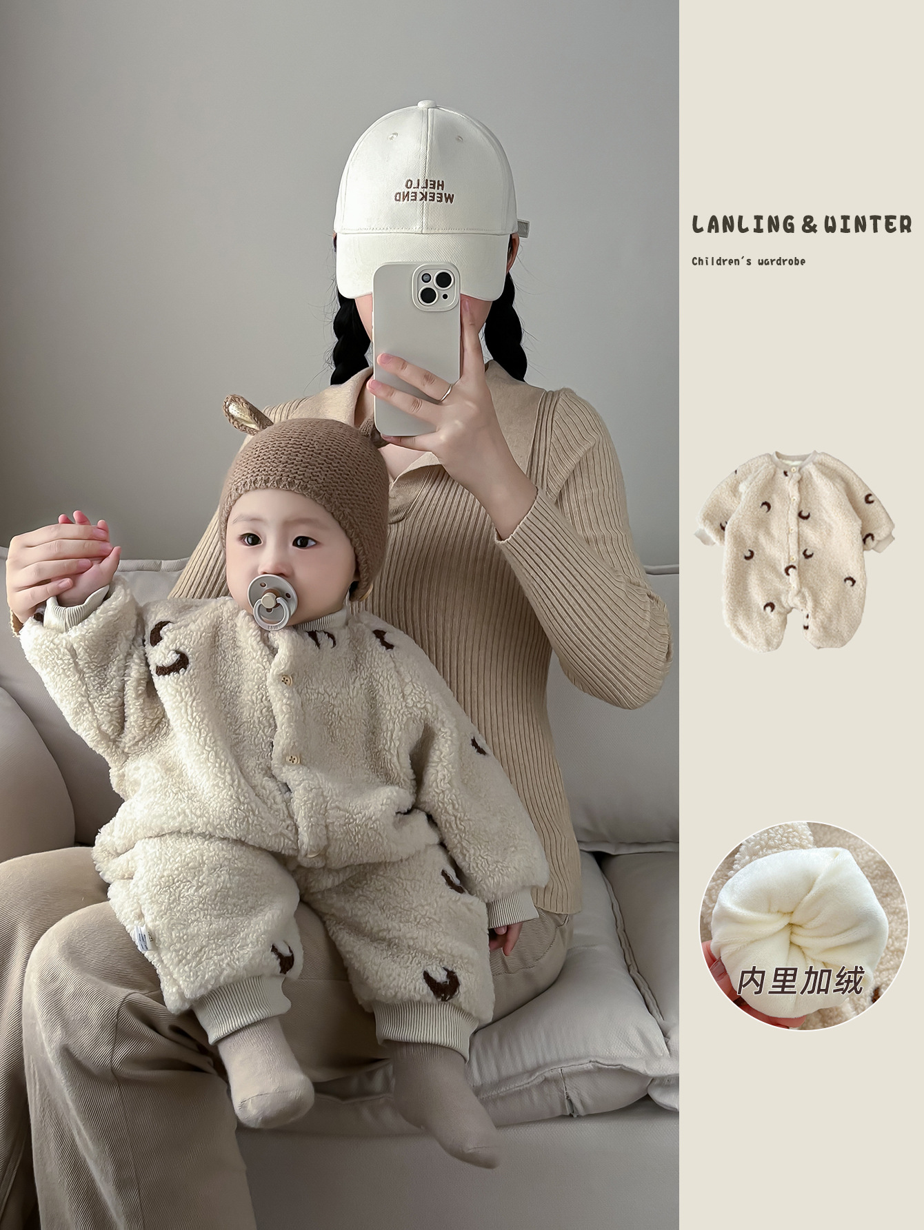 korean style baby jumpsuit winter male and female baby embroidery velvet warm rompers newborn going out thickened rompers