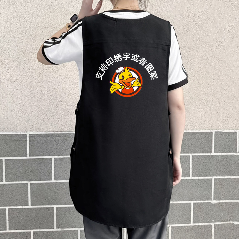 Amazon chaleco sin mangas chaleco leche té barista ropa de trabajo lienzo clip caballo delantal impermeable logo personalizado