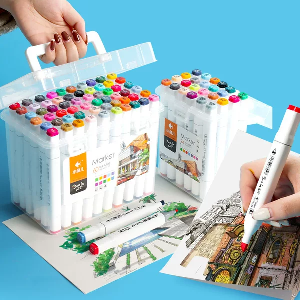 Xiaoyuer oily double-headed marker writing smooth kindergarten 48-color double-headed painting pen for art students