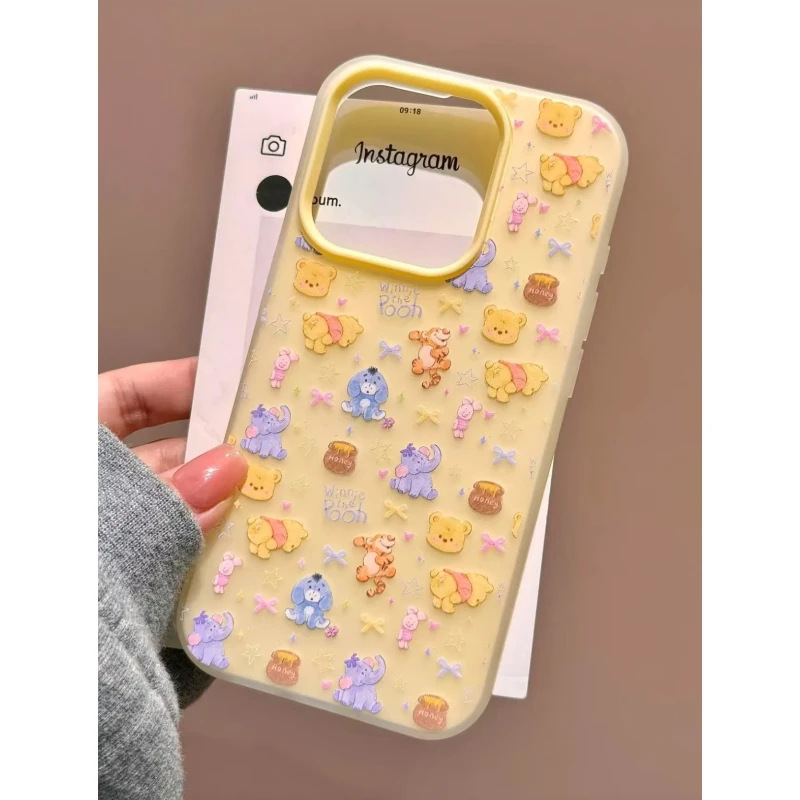 Full-Screen Winnie the Pooh Case Suitable for Apple 16/17 Pro Max, iPhone 15 Skin-Feel, 11 Matte, 13/14