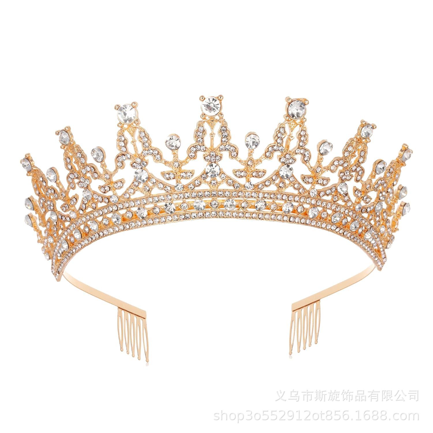 Corona de novia europea y americana color transfronteriza diamante banda de pelo barroco aleación corona vestido de boda accesorios para el cabello