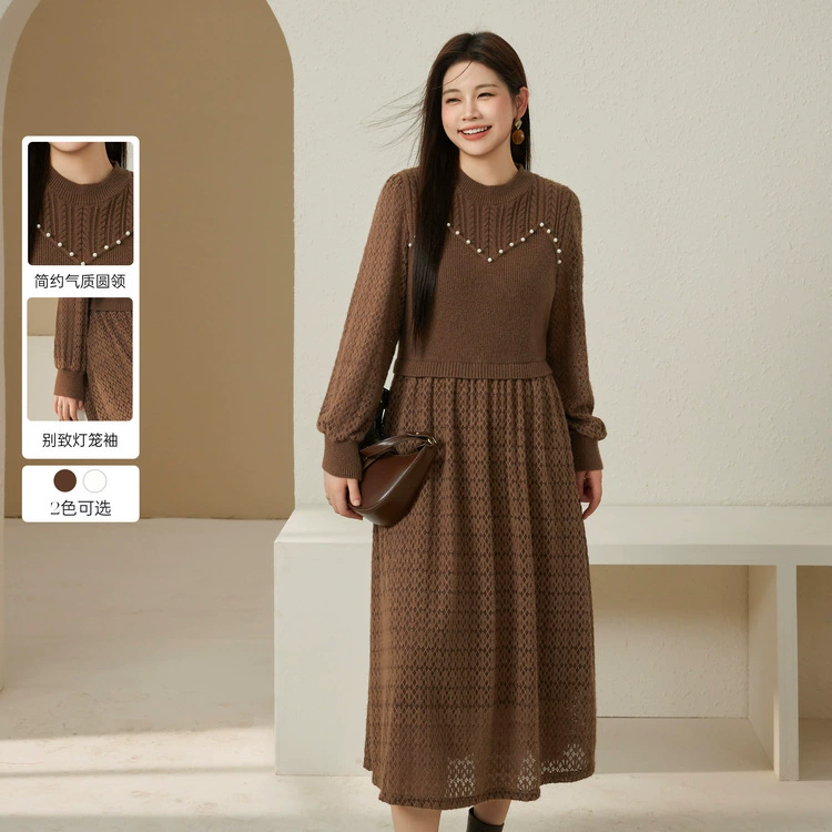 Тонкое платье с рукавами фонаря платье жирное mm2024 зимнее платье новый стиль