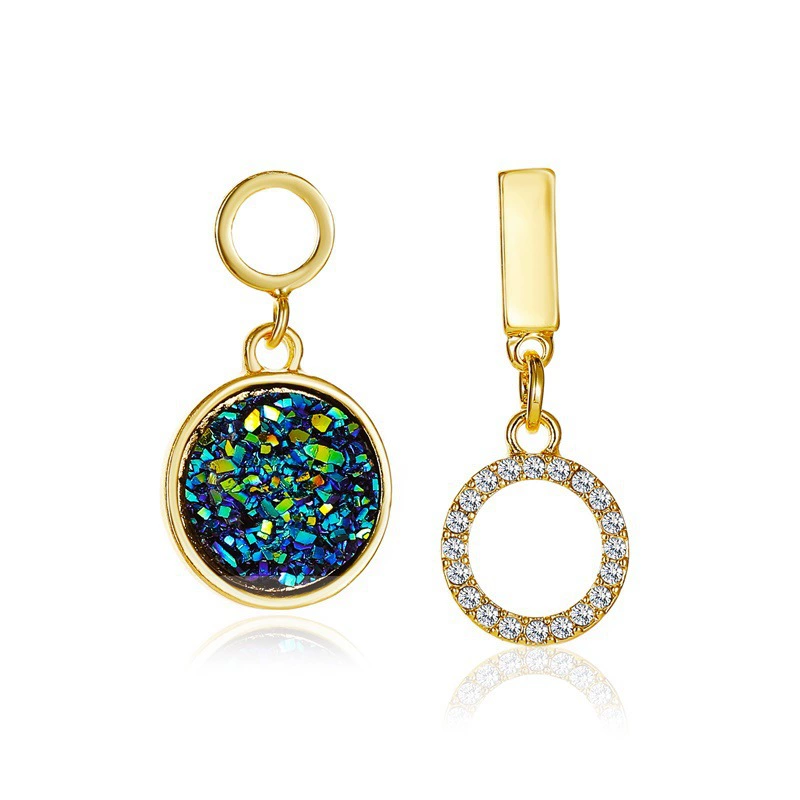 Blue fashionable asymmetrical universal earrings, Korean style, light luxury style