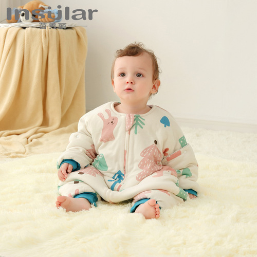 Yinxiuli Cotton Sleeping Bag Baby Autumn Split Legs Autumn and Winter Thickened Children's Anti-Kick Quilt Baby Sleeping Bag Cross-Border Wholesale