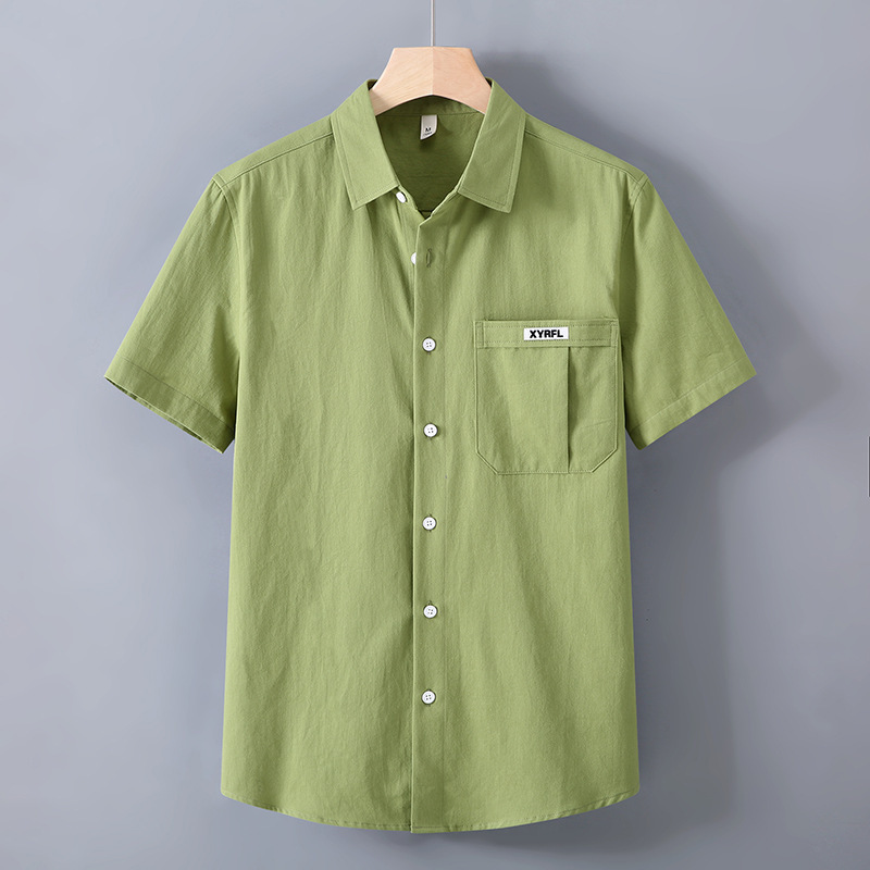 1509 White Short-Sleeved Shirt Men's Summer Loose Large Size Short-Sleeved Workwear Trendy Brand Versatile Half-Sleeved Cotton Shirt