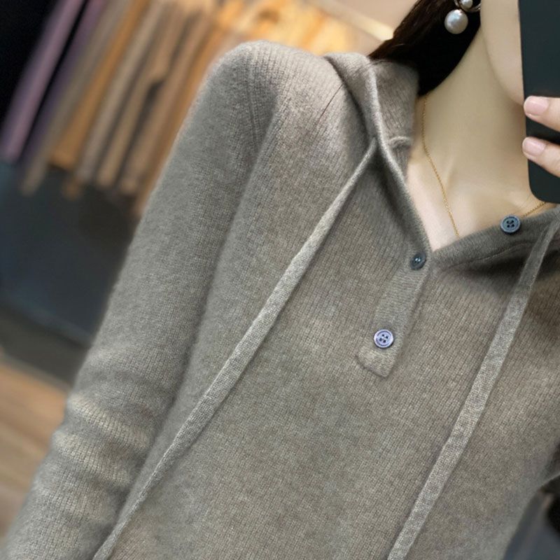 Hooded Pullover Wool Sweater Autumn and Winter Commuting Slim Outer Wear Thickened Inner Long-Sleeved Knitted Bottoming Shirt for Women Hooded Pullover Wool Sweater Autumn and Winter Commuting Slim Outer Wear Thickened Inner Long-Sleeved Knitted Bottoming Shirt for Women