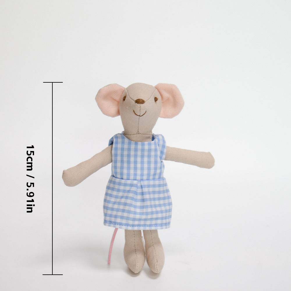 Ratón a cuadros azul de 15 cm.