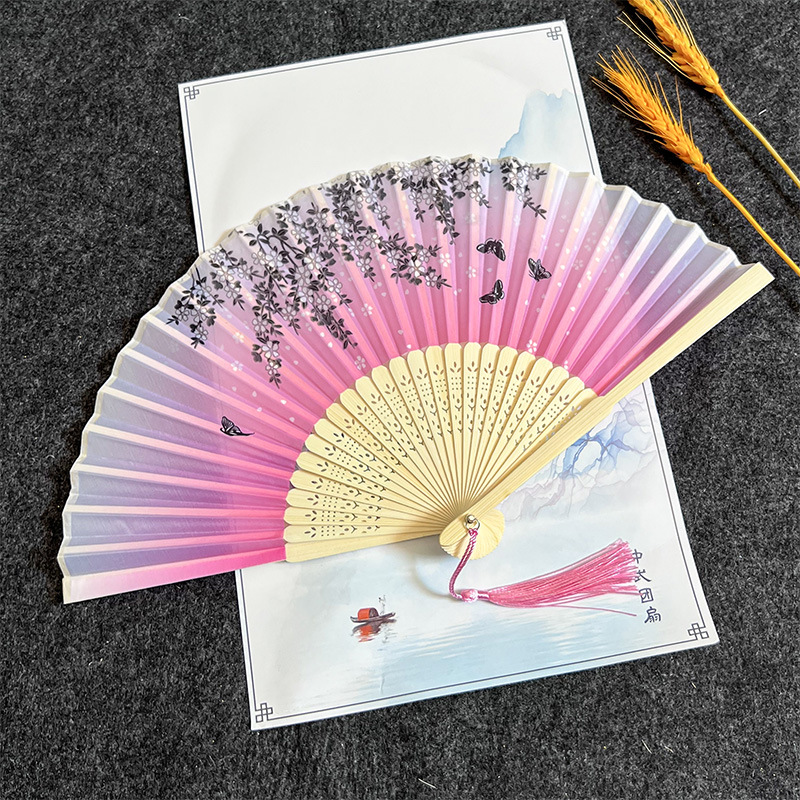 Ventilador de estilo antiguo ventilador plegable hombres y mujeres ventilador de baile clásico antiguo traje fotografía de rendimiento Hanfu apoyos estilo chino ventilador plegable hecho a mano