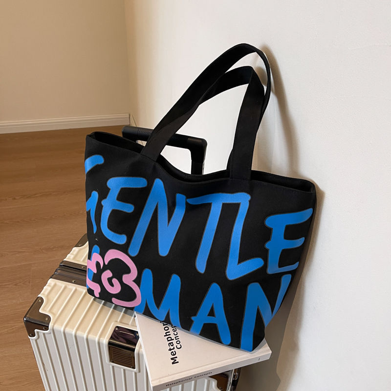 Commuting single-shoulder letter large-capacity versatile bag, canvas bag, Japanese student class artistic bag, women's tote handbag undefined