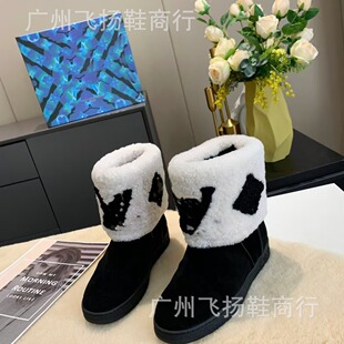 2024 new letter sheep fur one short boots thickened warm snow boots foreign short boots foreign trade original