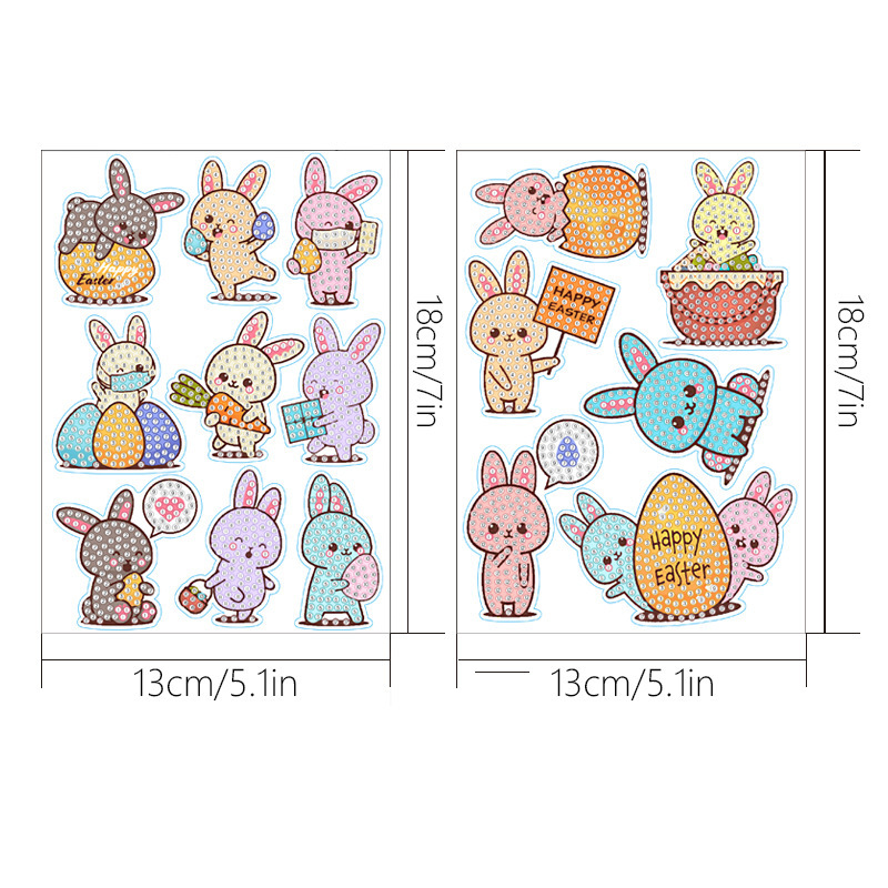 Pegatinas de Pascua transfronterizas de diamantes para pintar, hechas a mano, DIY, de dibujos animados, de huevos, de conejos, para niños image 10