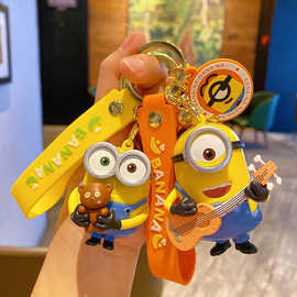 正版卡通鲍勃小黄人钥匙扣包包公仔挂件情侣钥匙链书包挂饰小礼品