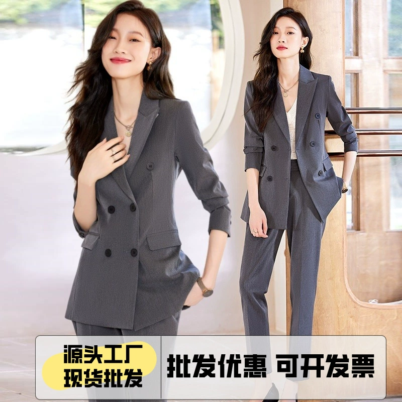 Костюм костюм Женская профессиональная одежда двубортный достойный и формальный случай Интервью студентов колледжа рабочая одежда темперамент