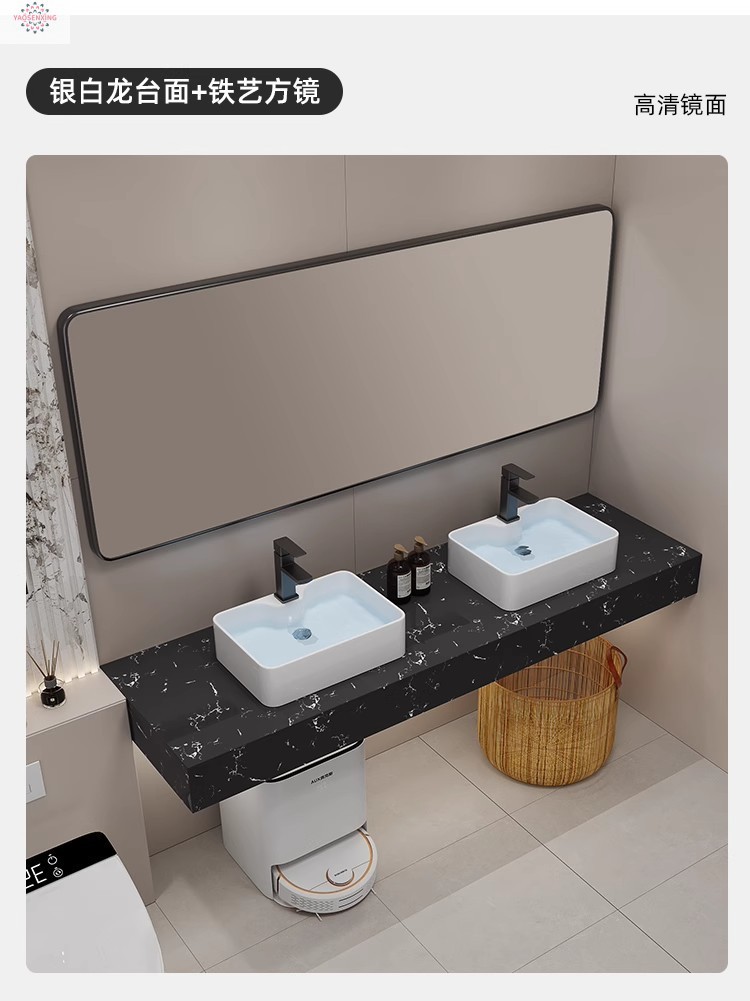 Modern marble countertop double basin hotel public bathroom bathroom cabinet combination bathroom washbasin simple undefined
