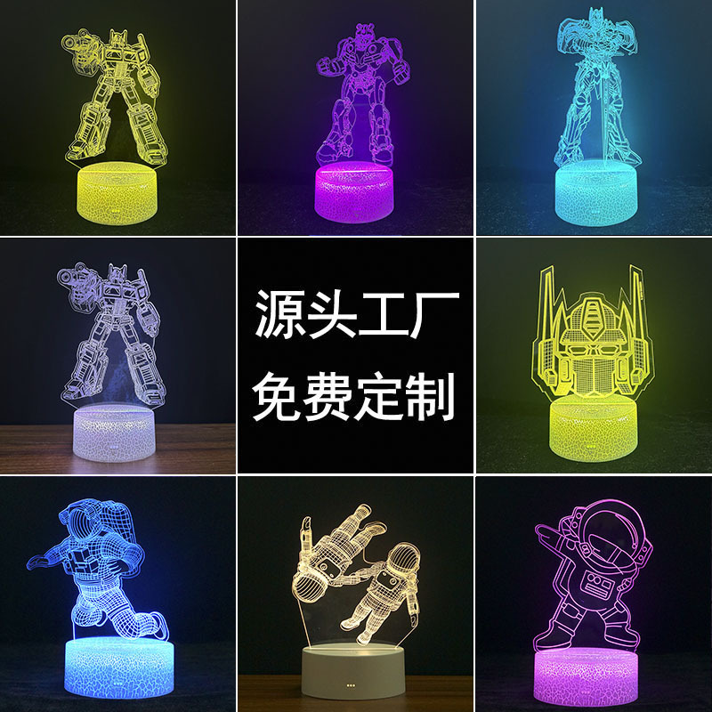 3D Night Light Robot Astronaut Transformers Bumblebee Star Wars Birthday Gift Eu Ce Certified 3D Night Light Robot Astronaut Transformers Bumblebee Star Wars Birthday Gift Eu Ce Certified