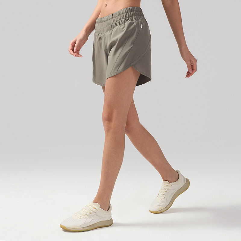 Pantalones cortos para correr de secado rápido Pantalones deportivos de ocio elásticos transpirables que absorben la humedad para mujer Pantalones cortos deportivos de yoga de cintura media lulu 5"