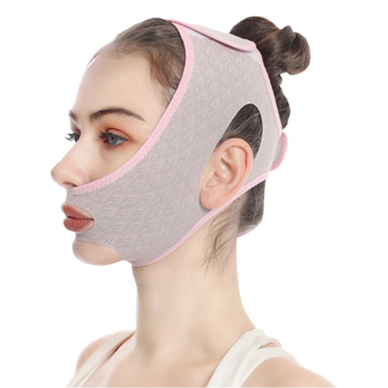 Cinturón transpirable y sin costuras, artefacto de estiramiento reafirmante, talla facial, máscara facial en V, instrumento de belleza, máscara de estiramiento facial de mentón, vendas faciales