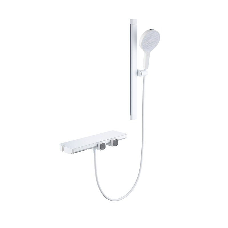 Estilo simple blanco cobre cabeza de ducha traje split baño simple baño pistola gris Hotel grifo