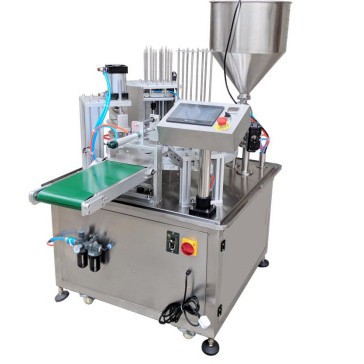 全自动转盘式灌装封杯机 奶茶豆浆片膜封口机 液体灌装封口包装机