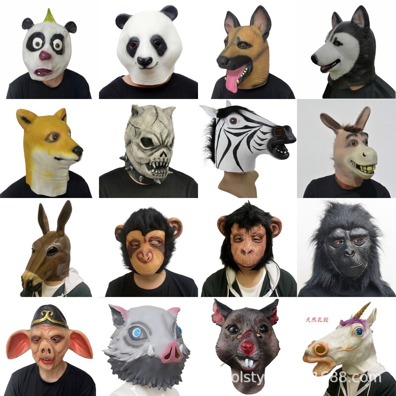 Popular Animal Mask Series Tiktok Version Funny Gorilla Donkey Head Husky Panda Latex Performance Props