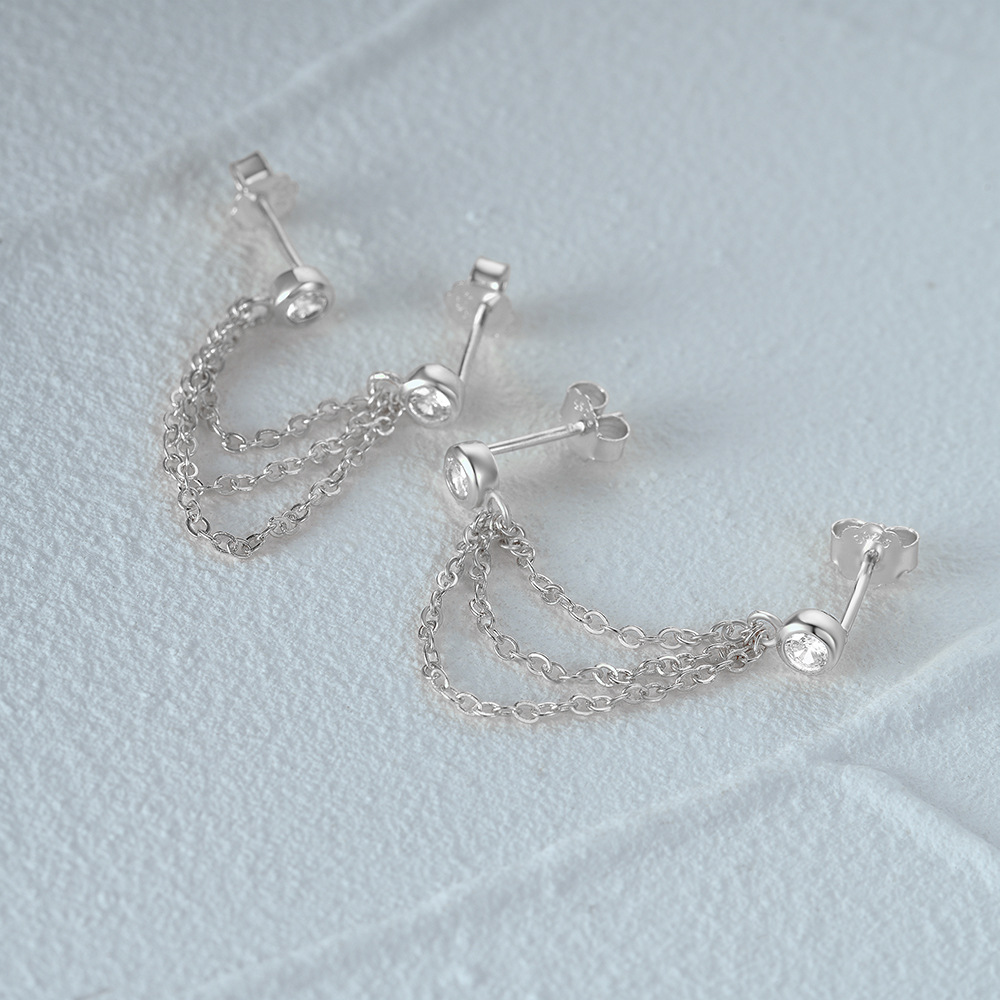 1 Pair Ig Style Geometric Tassel Sterling Silver Drop Earrings display picture 26