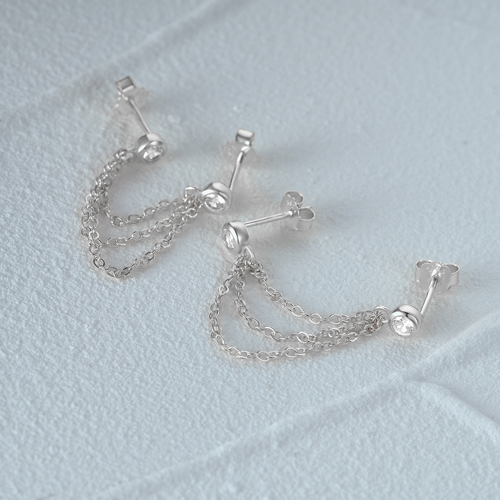 1 Paire Style Ig Géométrique Gland Argent Sterling Boucles D'oreilles display picture 26