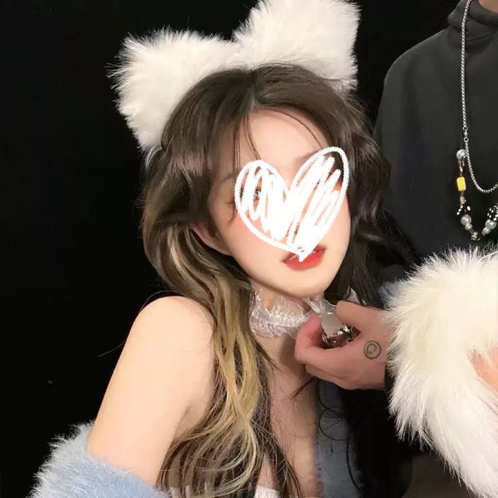 白色猫耳朵发箍女毛绒兔毛发饰新款洗脸毛毛头箍兔耳朵发箍头饰