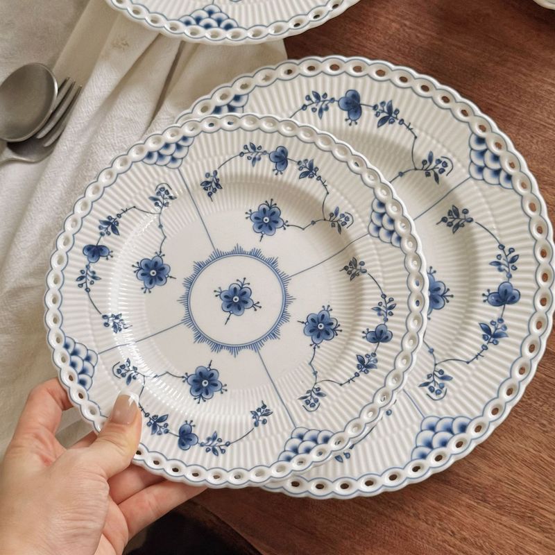 法式复古蓝色全蕾丝唐草陶瓷盘陶瓷咖啡杯碟·陶瓷碗陶瓷汤盘餐盘|undefined