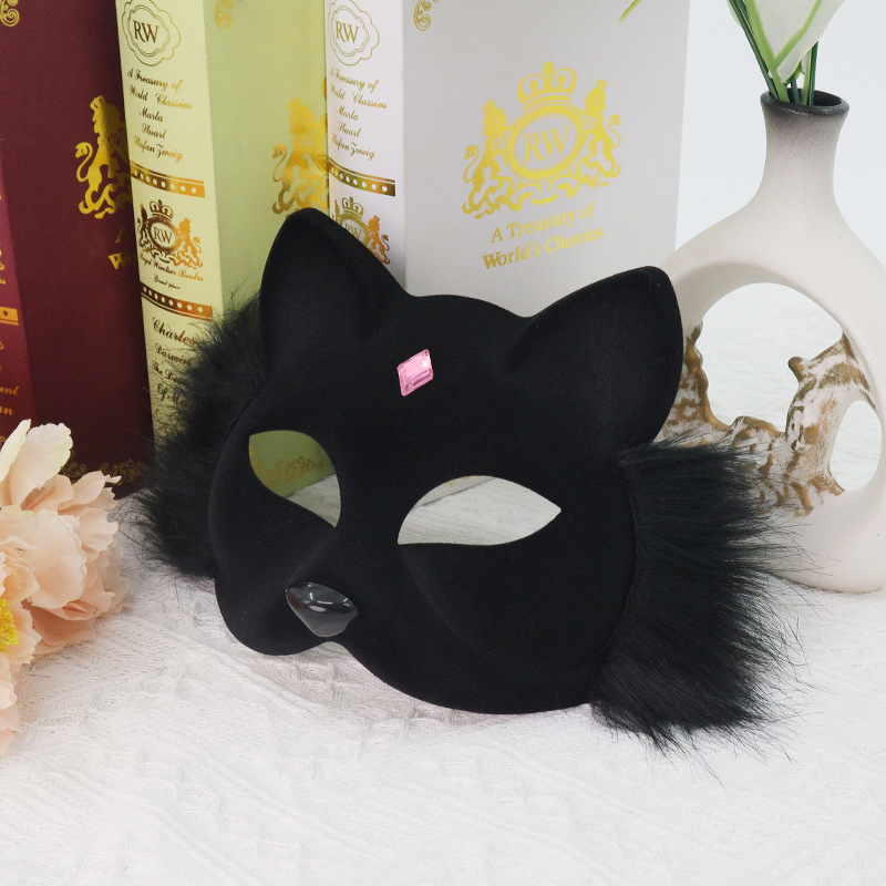 Halloween nueva máscara de zorro negro felino femenino espectáculo de fiesta de baile de alto nivel capa de tapa de ojos