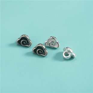 S925 Sterling Silver Xiangyun Button Back Cloud Silver Buckle Tail Buckle DIY Handmade Rope Bracelet Crystal Bracelet Bead Accessories