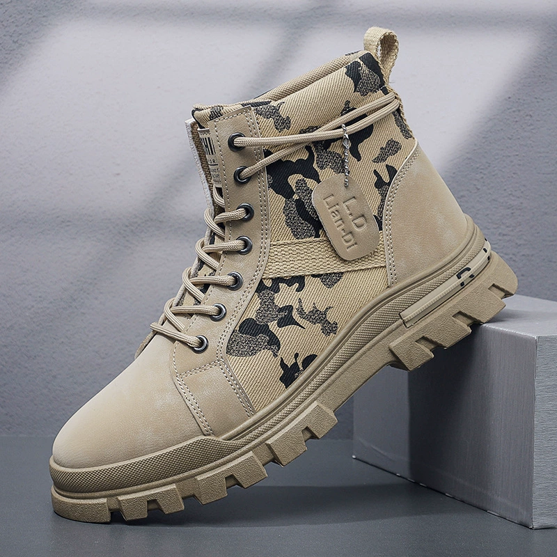 2025 новые высокие мужские ботинки в британском стиле, мужская обувь, модная повседневная обувь, молодежные рабочие ботинки