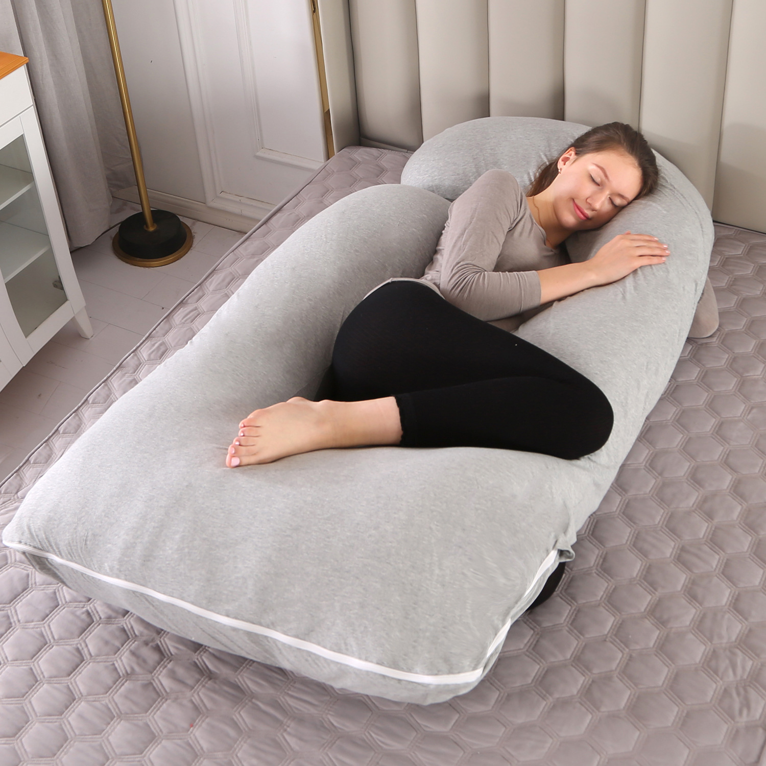 Almohada de maternidad lado dormitorio de algodón extraíble y lavable almohada de soporte de cintura en forma de G grande transfronteriza FÁBRICA DE Amazon almohada de maternidad al por mayor
