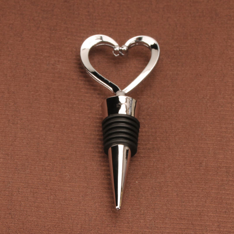 En forma de corazón tapón de vino de aleación de preservación de vino sellado tapón de botella transfronteriza Venta caliente conjunto de vino bar del hotel suministros de la boda
