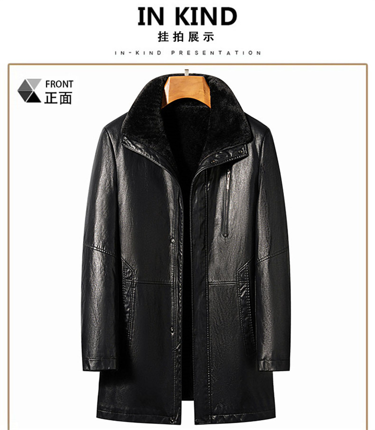 Genuine Leather Jacket Men's Mid-length Coat Thickened Lamb Sheep Genuine Leather Jacket Men's Mid-length Coat Thickened Lamb Sheep