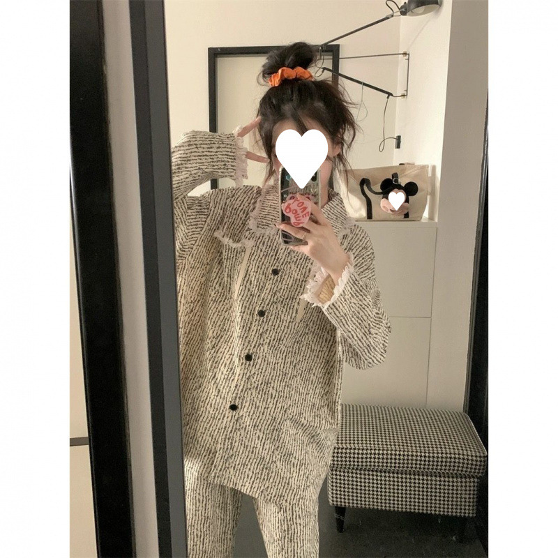 파자마 INS 고가 학생 긴팔 바지 파자마 여성 봄과 가을 새로운 술 홈 옷 정장